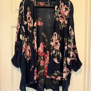 Anthropologie Knitted & Knotted kimono Style Knit Floral Cardigan